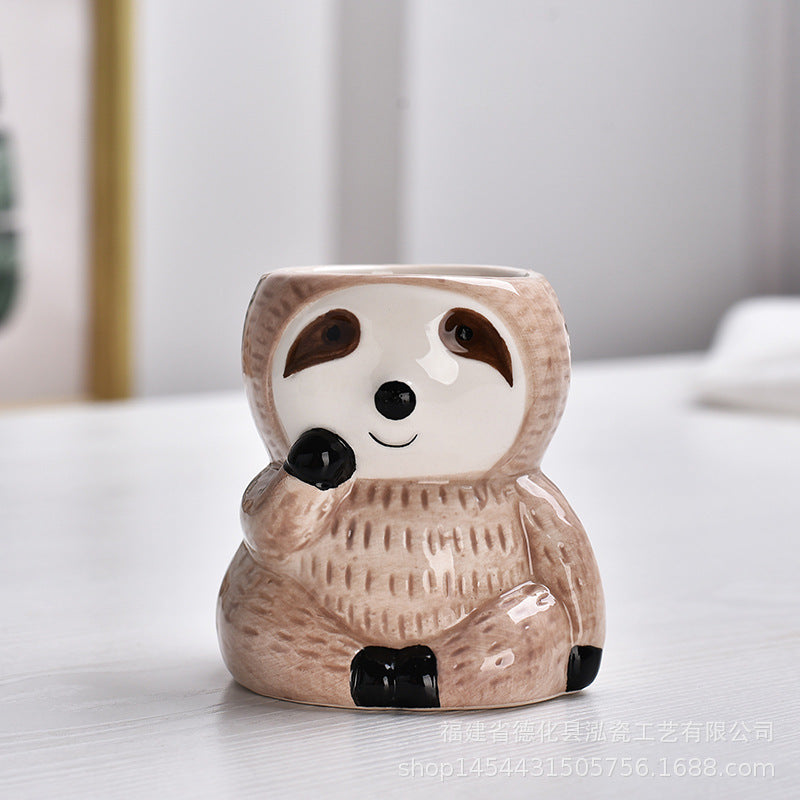 Creative Sloth Ceramic Succulent Flower Pot