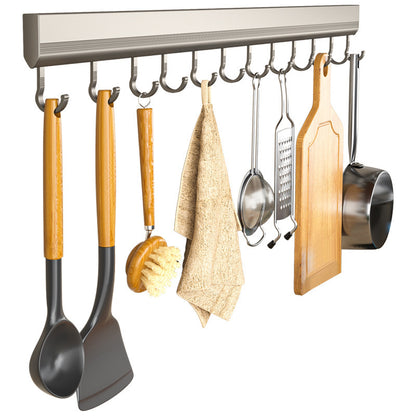 Punch-Free Wall-Mounted Kitchen Hook Rack – Multi-Functional Space Aluminum Storage