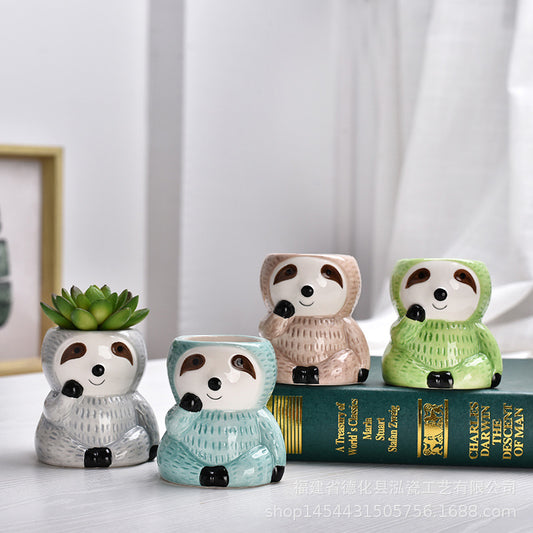 Creative Sloth Ceramic Succulent Flower Pot